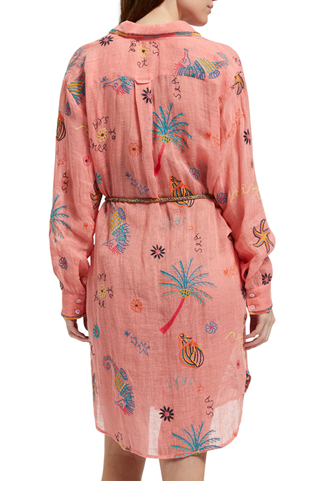 OVERSIZED SHIRT DRESS WITH MULTICOLOR EMBROIDERY SEA LIFE EM 2