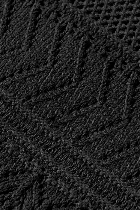 POINTELLE STITCH KNITTED DRESS WITH FRINGING EVENING BLACK 3