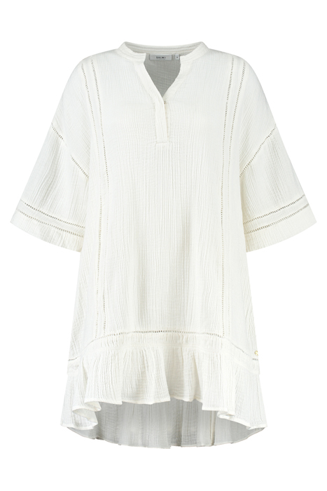 CORFU DRESS MOUSSELINE WAFFLE JET STREAM WHITE 5