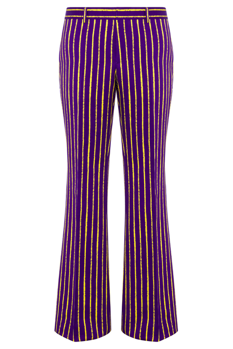 FLARED TROUSERS IN PINSTRIPES PRINT TWILL PURPLE 3