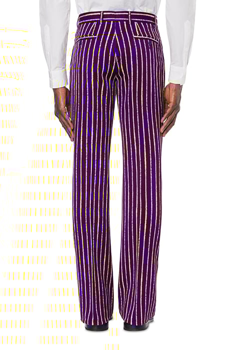 FLARED TROUSERS IN PINSTRIPES PRINT TWILL PURPLE 2
