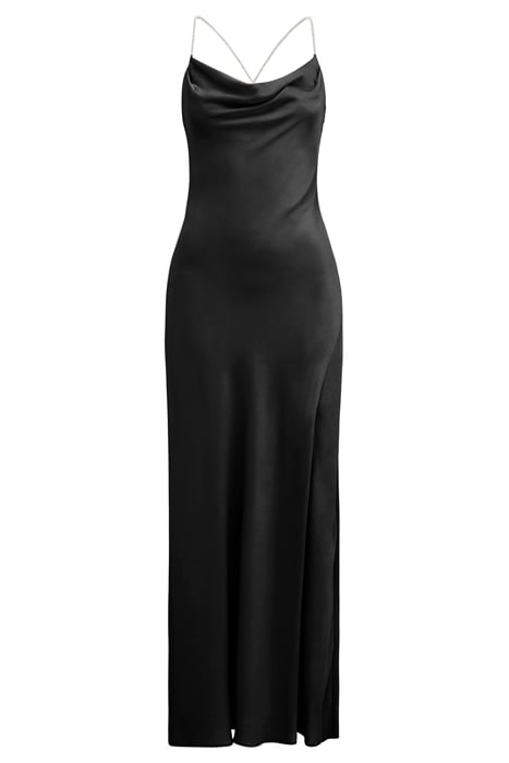 HANNAH DIAMANTE STRAP SATIN DRESS BLACK 3