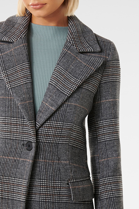 ARCHIE FITTED CHECK COAT GREY CHECK 5