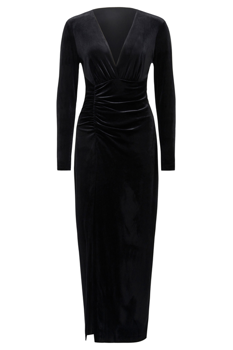 MARISA PLUNGE NECK VELVET DRESS BLACK 3