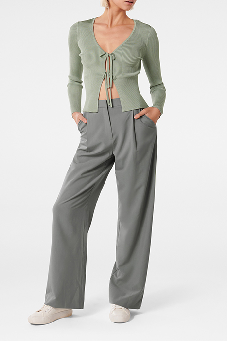 CASSIE TIE FRONT KNIT CARDIGAN SAGE GREEN 3