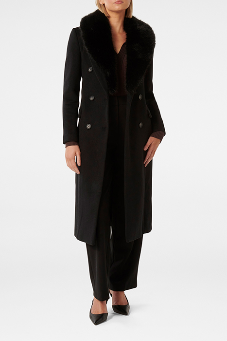 FRANKIE FAUX FUR COLLAR COAT BLACK 4