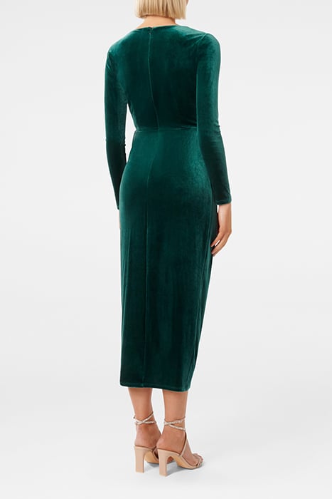 SOFIA VELVET TWIST FRONT MIDI DRESS EMERALD GREEN 2