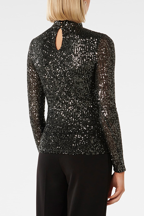 ANTHEA HIGH NECK SEQUIN TOP GUNMETAL 2