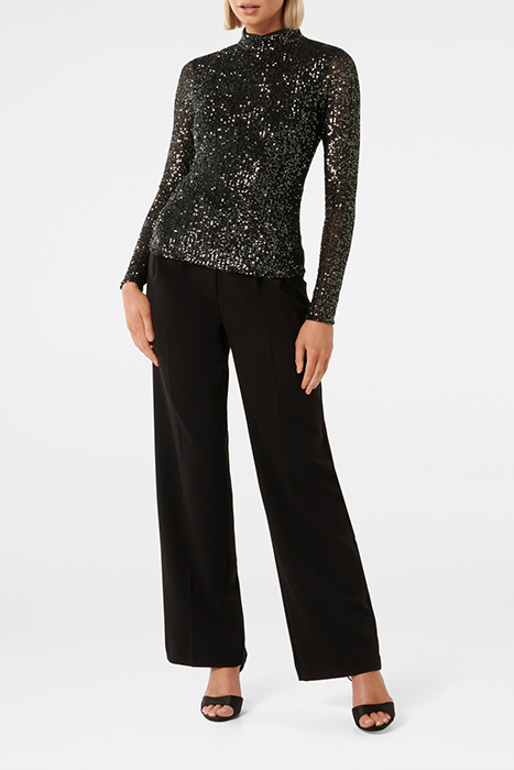 ANTHEA HIGH NECK SEQUIN TOP GUNMETAL 3