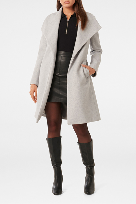 ANNIKA SHAWL COLLAR WRAP COAT LIGHT GREY MARLE 3