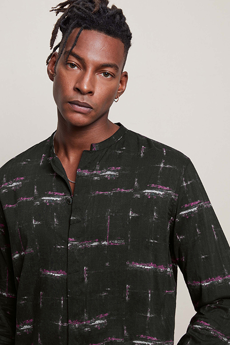 CLASSIC FIT SHIRT WITH BAND COLLAR STR GERANIUM 2