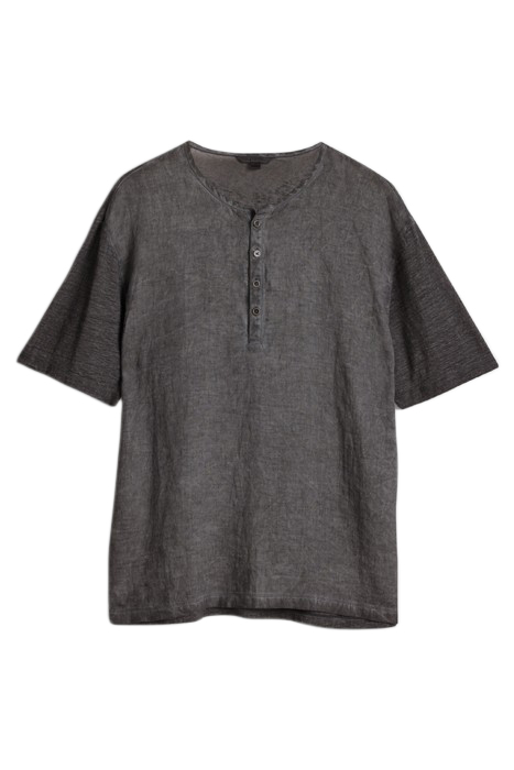 DYER REGULAR FIT SS HENLEY WITH WOVEN PA IRON GREY 2