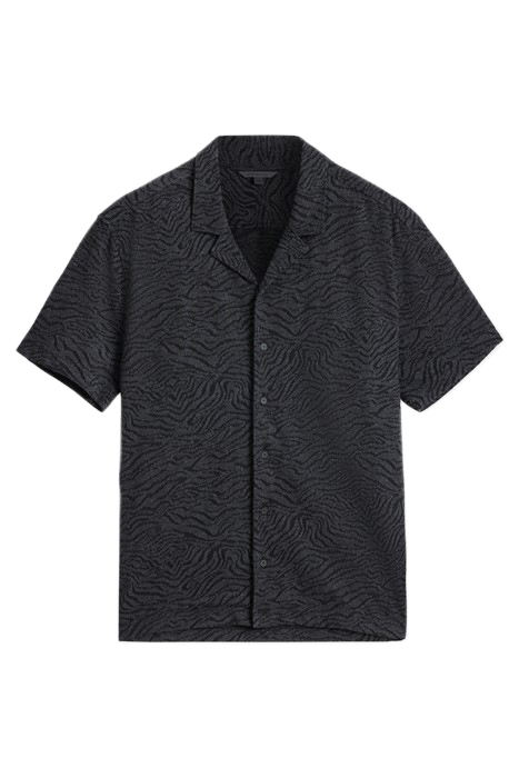 LAWRENCE CAMP COLLAR SHIRT IN ZEBRA JACQ BLACK 2
