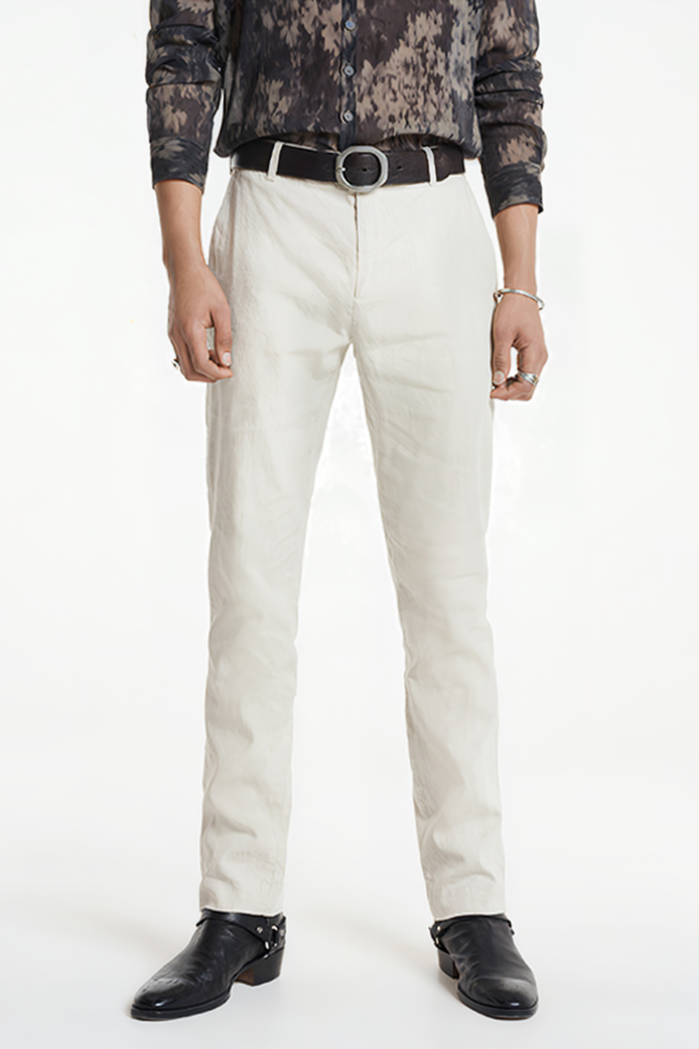 SLIM FIT PANTS WITH WELT HIP POCKET AND MACADAMIA 1