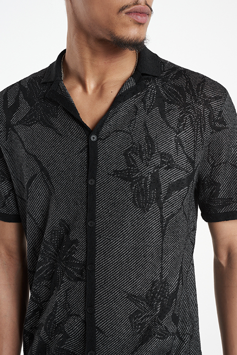 SIMON SS FLORAL JACQUARD CAMP COLLAR SHI BLACK 3
