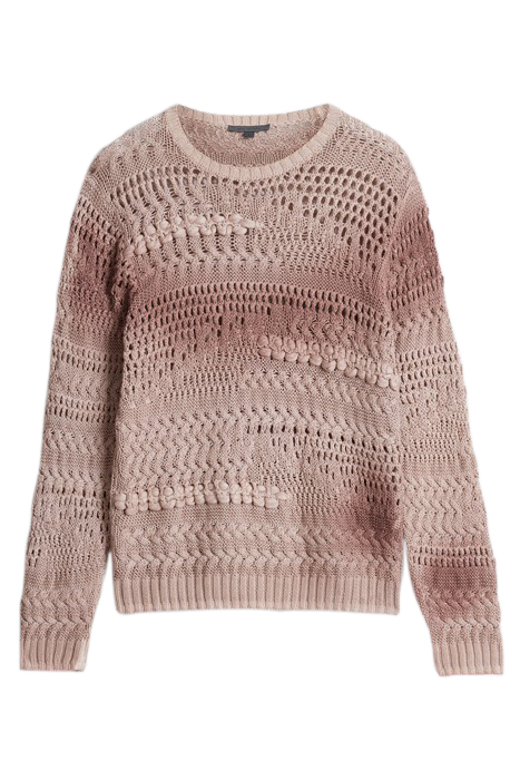 LEONE LS POINTELLE MIX STITCH CREW DRIED PETAL 2