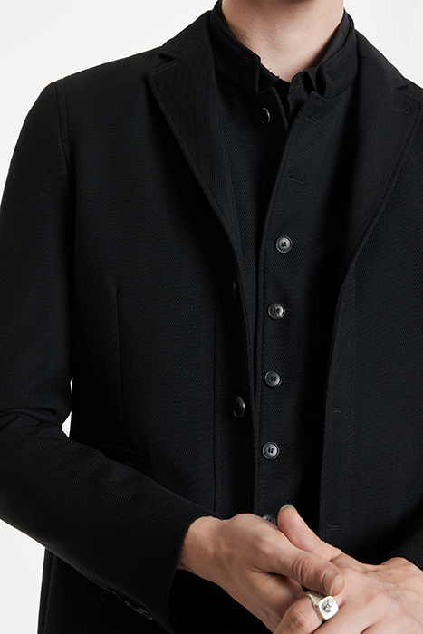 SLIM FIT NOTCH LAPEL JKT WITH BTN CLOSUR BLACK 3