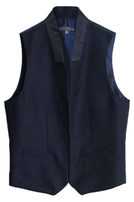 SHAWL COLLAR H B CLOSURE VEST BLUE BLACK 2