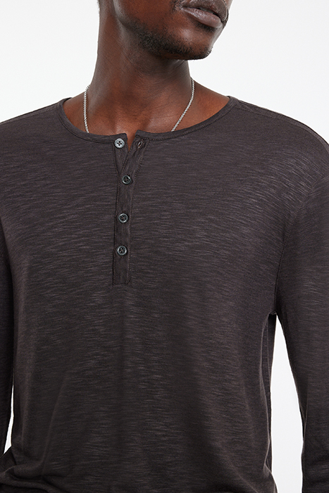 DANVILLE REGULAR FIT LS HENLEY WITH PLAC ESPRESSO 3