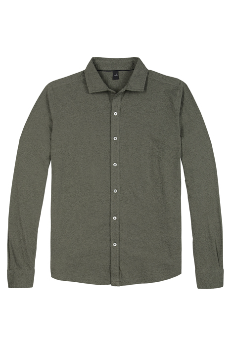 BARTON | TAILORED JERSEY SHIRT ARMY GREEN MELANGE 1