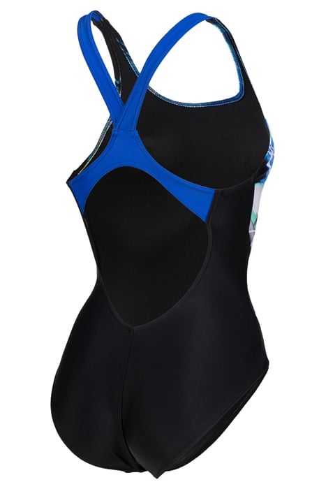 WOMEN'S SWIMSUIT V BACK PLACEMENT BLACK-NEON BLUE 7