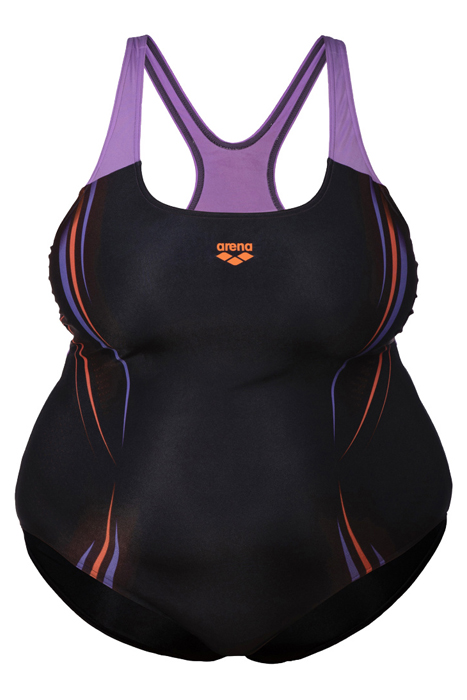 WOMEN'S ARENA SPIKES SWIMSUIT SWIM PRO B BLACK-LAVANDA 4