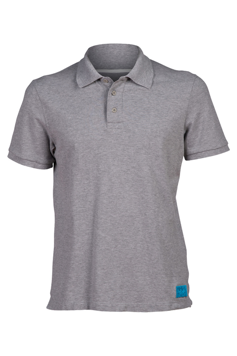 MEN'S POLOSHIRT SOLID COTTON PIQUET MEDIUM GREY HEATHER-WHIT 4