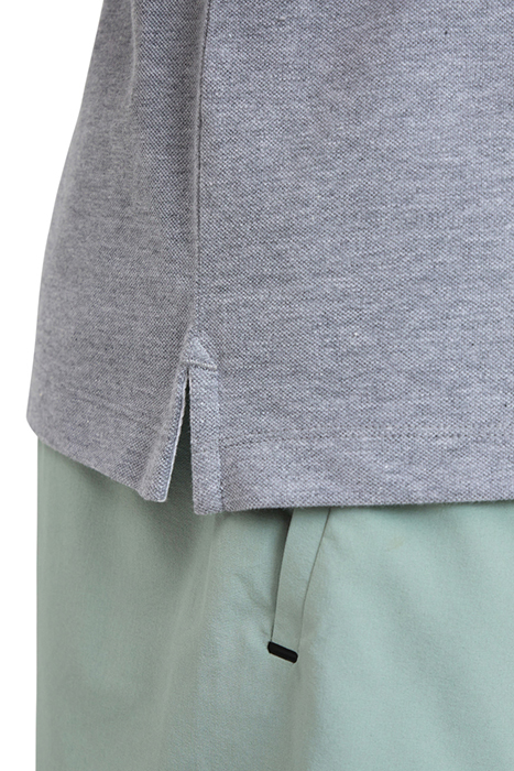 MEN'S POLOSHIRT SOLID COTTON PIQUET MEDIUM GREY HEATHER-WHIT 7