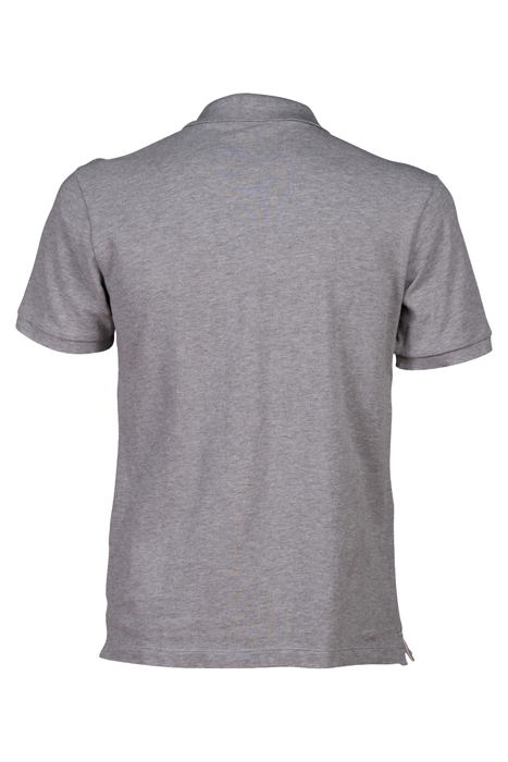 MEN'S POLOSHIRT SOLID COTTON PIQUET MEDIUM GREY HEATHER-WHIT 5
