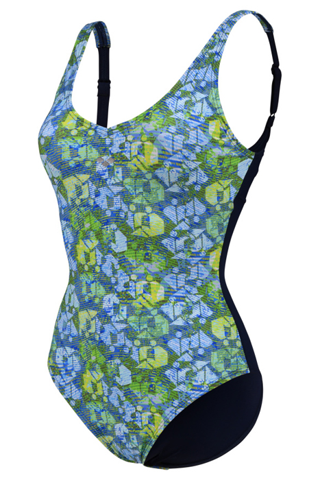 WOMEN'S BODYLIFT CHIARA SWIMSUIT WING B NAVY-SOFT GREEN MULT 6