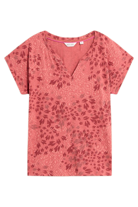 NELLY NOTCH NECK TEE PINK PRINTED 1