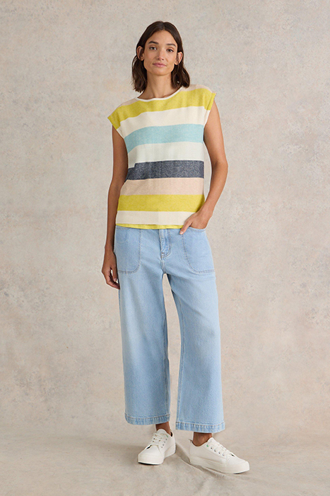 White Stuff Tia Wide Leg Crop Jean Light Denim Maat: 18 REGULAR | Flared Jeans Outlet | Dames | Blauw