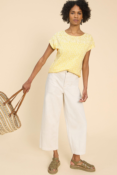 ANTHEA EMBROIDERY TOP YELLOW PRINTED 3