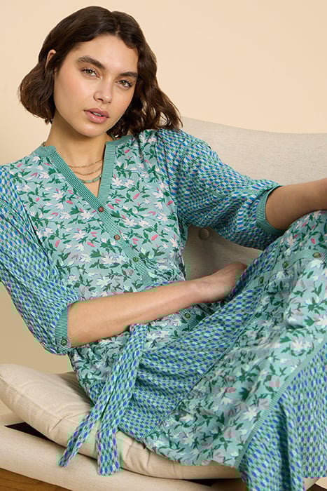MABEL MIXED PRINTED DRE TEAL PRINTED 4