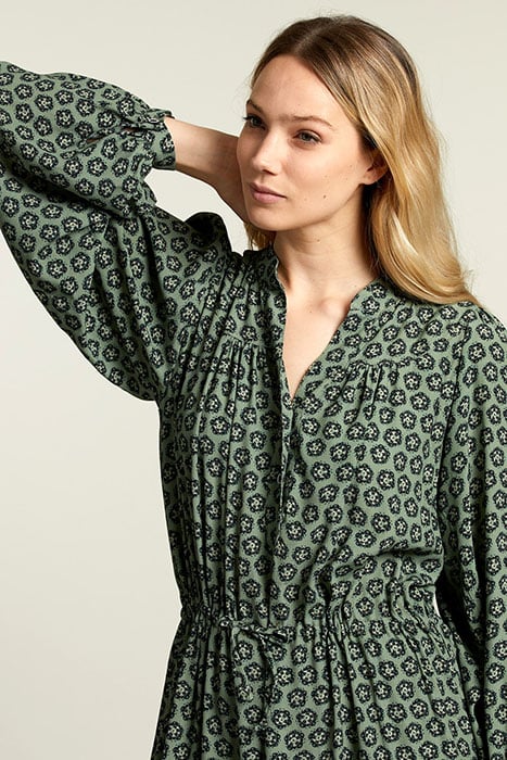 GREEN V-NECK DRESS 5