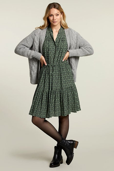 GREEN V-NECK DRESS 4