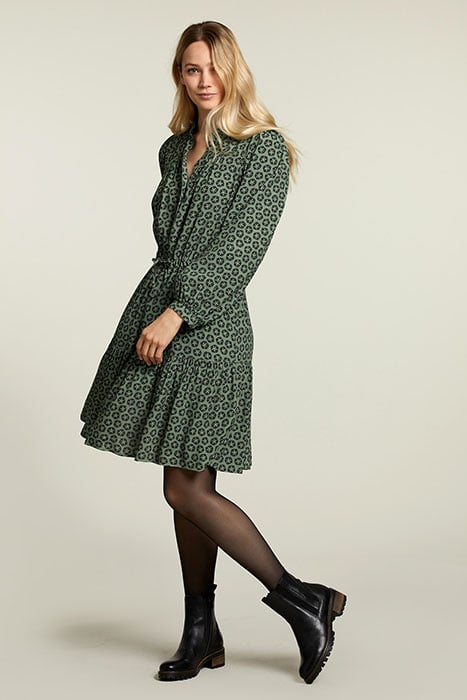 GREEN V-NECK DRESS 3