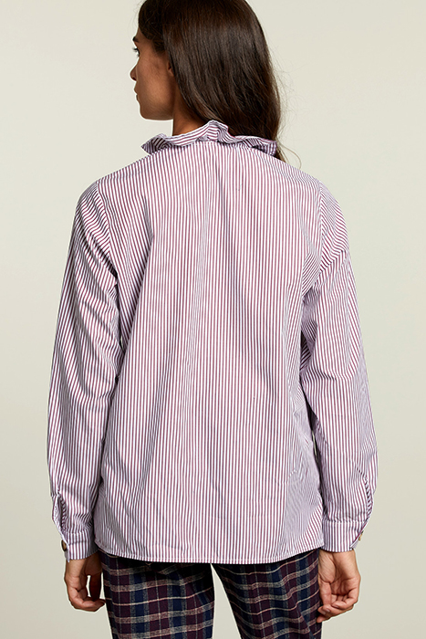 STRIPED BLOUSE RUFFLE COLLAR RED/WHITE 2