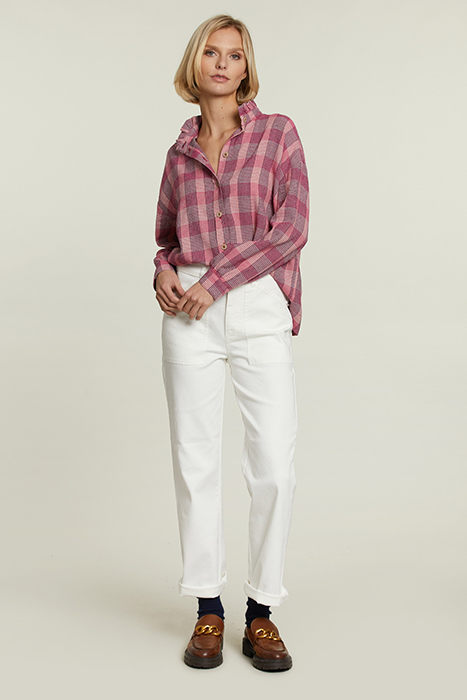 MULTI CHECKED BLOUSE RUFFLE COLLAR 3