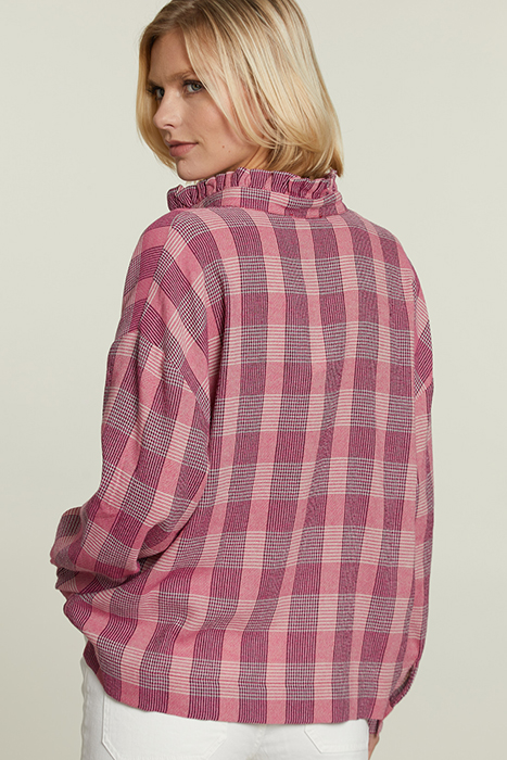 MULTI CHECKED BLOUSE RUFFLE COLLAR 2