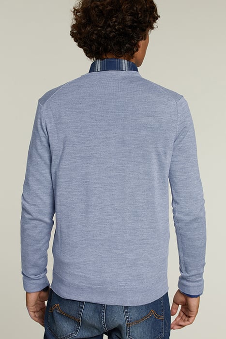 CUSTOM FIT MERINO V-NECK PULLOVER SKY MIX 2
