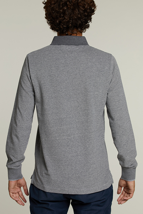 CUSTOM FIT COTTON POLO WITH POCKET GRAPHITE MIX 2