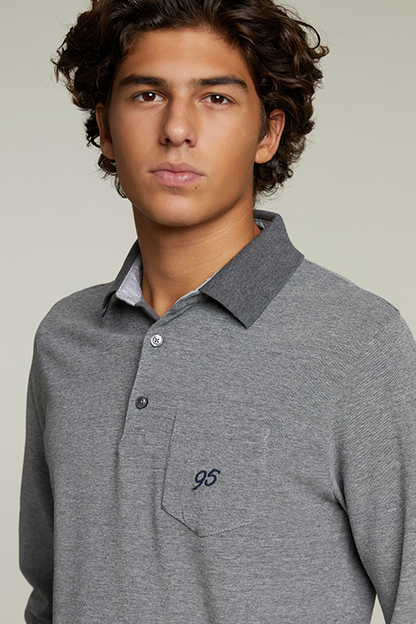 CUSTOM FIT COTTON POLO WITH POCKET GRAPHITE MIX 3