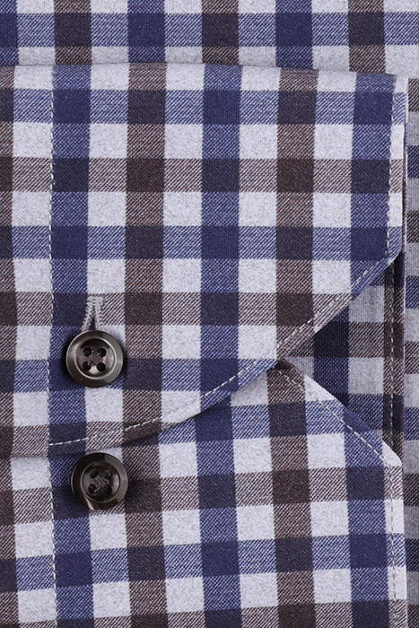 JERSEY SHIRT, SLIMLINE BROWN CHECK 3