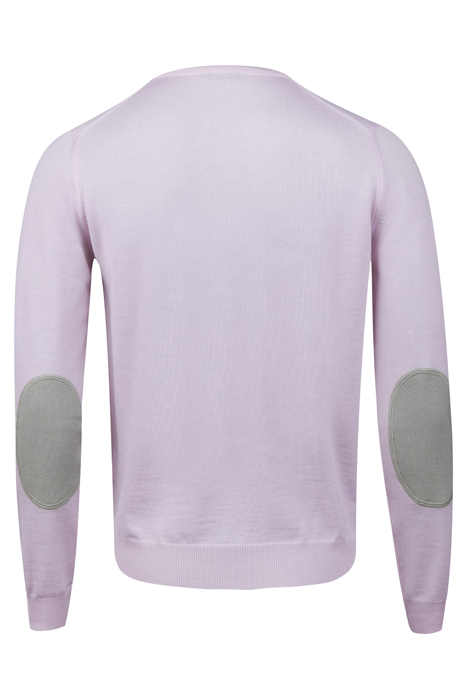 SWEATER KNITTED CREW NECK WITH PATCH MERINO WOOL PINK 2