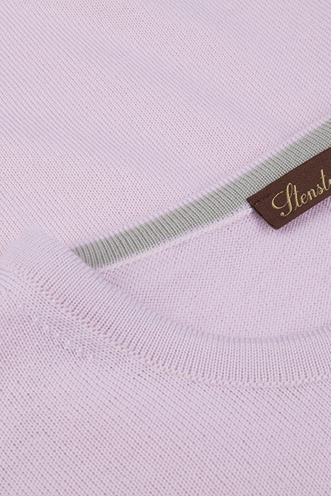 SWEATER KNITTED CREW NECK WITH PATCH MERINO WOOL PINK 3