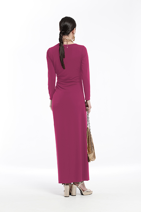 SMOOTH KNIT LONG DRESS WITH ASYMMETRIC NECKLINE PURPLE 2