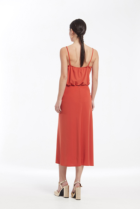 SMOOTH KNIT DRAPED SKIRT ORANGE 3