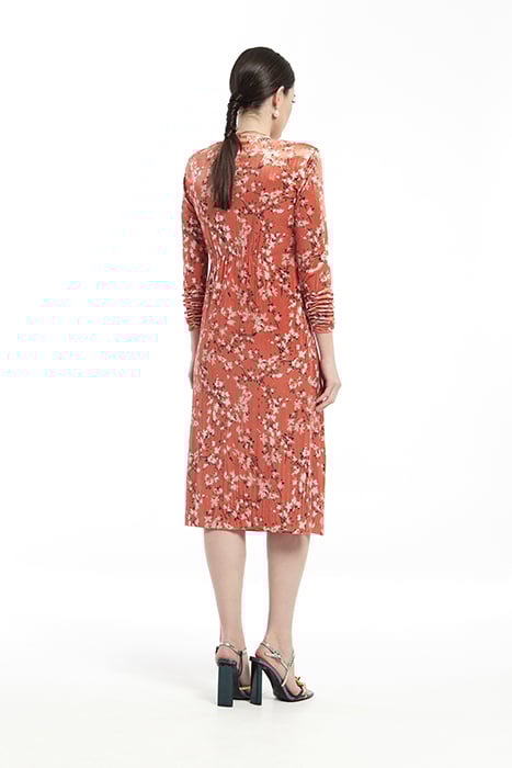 PRINT VELVET FRONT KNOT DETAIL CONTO DRESS RUSSET ORANGE 2