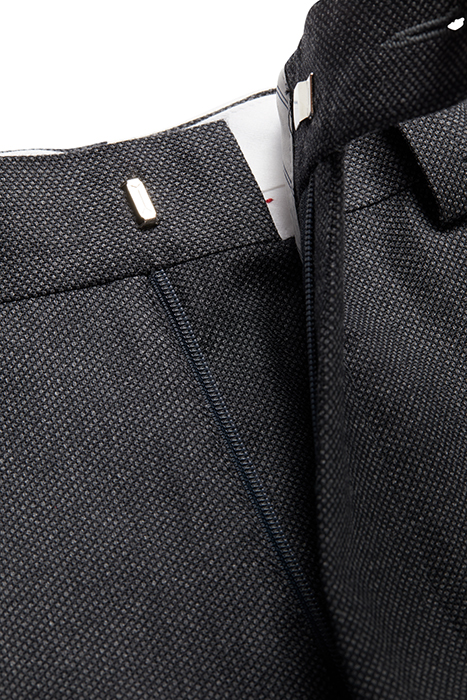 DARK GREY BIRD'S EYE SLIM LEG STRAIGHT TROUSERS 4